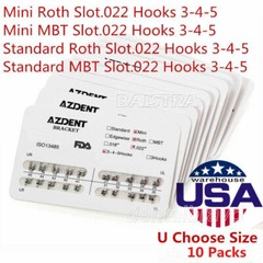 20X AZDENT Dental Orthodontic Bracket Brace Mini/Standard Roth/MBT 022 Hook 345