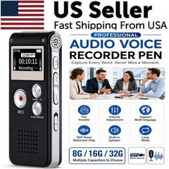Lecture Digital Voice Recorder Dictaphone Audio MP3 Sound Mini Spy Recorder Mic