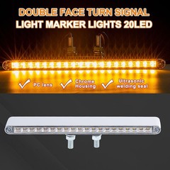 2Pcs 12″ Clear Lens Red/Amber LED Combo Dual Face Truck Semi Trailer Light Bars