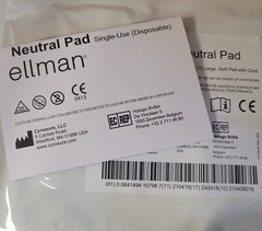 New Ellman Electrosurgical Neutral Pad Box 25 Large Pads w/Cord IEC-NPD