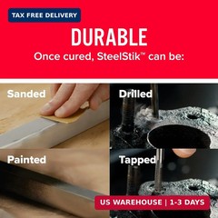 J-B Weld SteelStik, 1 Hour Cure, Steel Reinforced Epoxy Putty Stick – 2 Pack, Da
