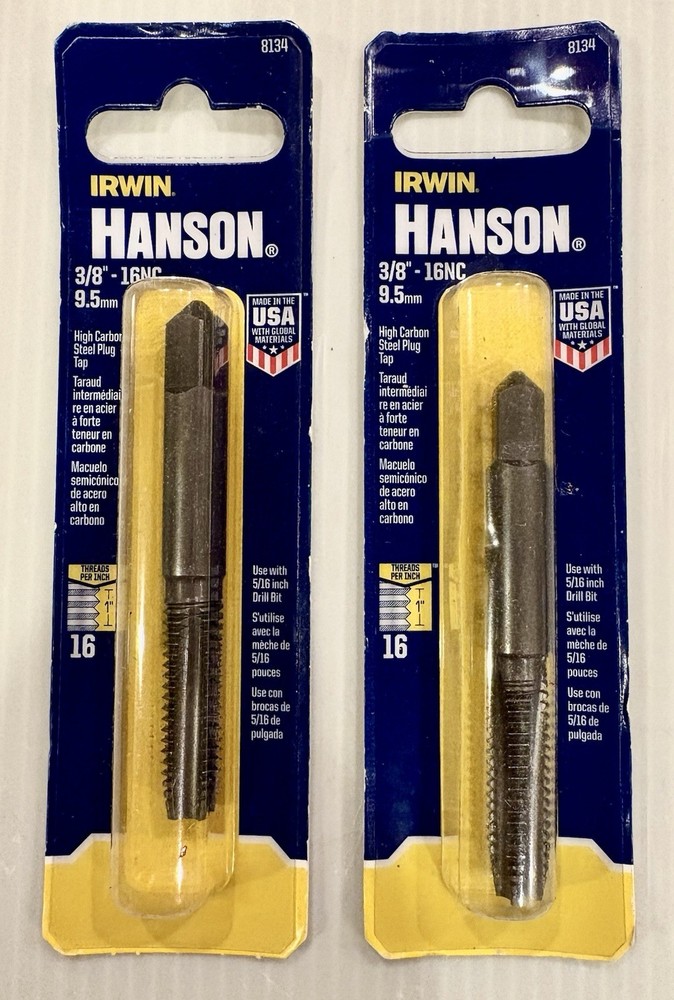 2 Pack Irwin Hanson 8134 3/8″-16NC High Carbon Steel Plug Tap