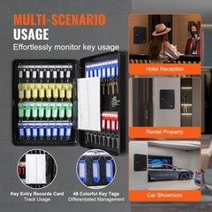 VEVOR 48-Key Cabinet Key Safe with Combination Lock & Keys Adjustable Racks