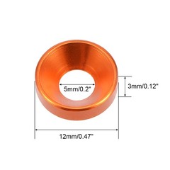 10 Pcs 12mm x 5mm x 3mm Aluminum Alloy Countersunk Washer Orange