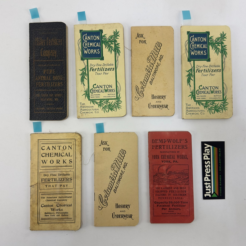Lot of 7 Antique Notebooks | Pocket Calendar, Advertisements, Mostly Unused