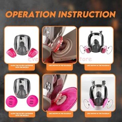 Full Face Gas Mask Painting Spraying Respirator w/Filters for 6800 Facepiece USA