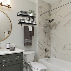 Floating Bathroom Shelves Set of 2 Wall Mounted Shelf with Black Metal Frame …