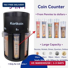 Automatic Coin Sorter 5 in 1 Coin Counter with Coin Wrappers, Sort Your Spare Ch