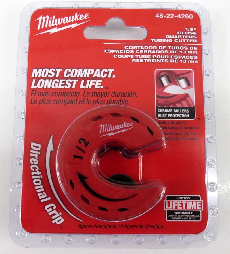 Milwaukee 48-22-4260 1/2″ Close Quarters Tubing Cutter W/Chrome Rollers