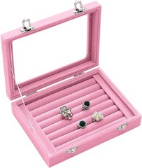 EONGOA Jewelry Box Rings Organizer Tray 7.87 x 5.90 x 1.77 inches, Light Pink