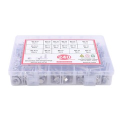 240Pieces M6 M5 M8 Flanged Bolts Nuts Kit 304 Metric Flanged Hex Screws Nut