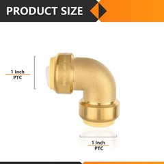 2 PCS 1 Inch x 1 Inch Pushfit 90 Degree Elbow Connect Brass PEX Copper CPVC