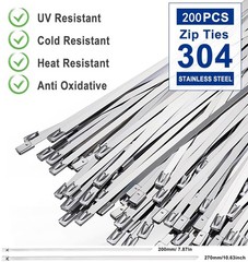 Heavy Duty Outdoor Stainless Steel Cable Tie Tool Gun Set +200pcs Metal Zip Ties