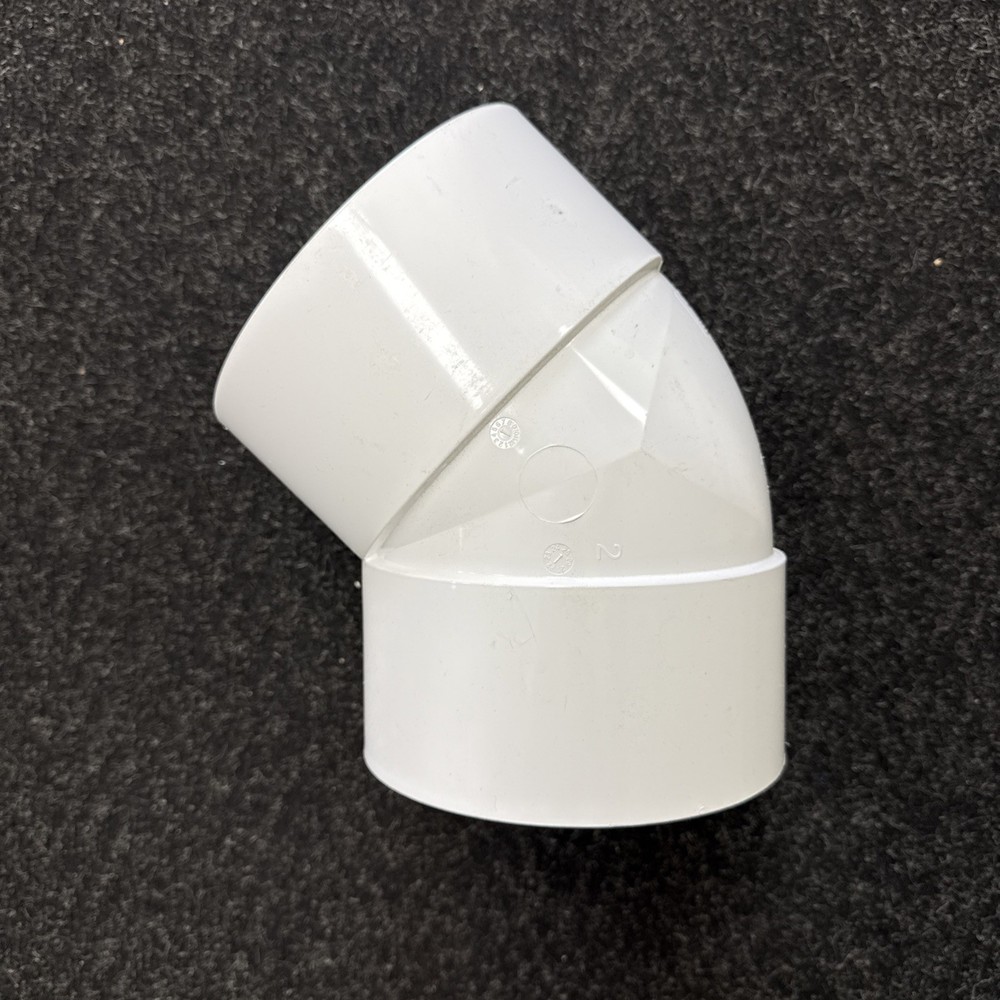 NDS 6P03 PVC 45-Degree Elbow, 6-Inch, for Hub X 6 inches, White