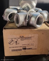 Appleton FEL-75 3/4″ Malleable Iron Threaded Pulling Elbow Water-Tight Qty 10