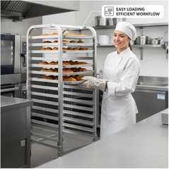 Aluminum Bun Rack on Locking Wheel – Mobile Cooling Trolley for Kitchen & Bakery