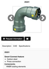1-1/2” Viega 25221 MegaPressG 90 Degree Elbow Steel Gas Pipe Press Fitting 6616