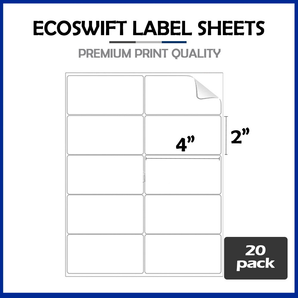 (200) 4×2 EcoSwift Laser/Ink Address Shipping Self-Adhesive Labels 10 per sheet