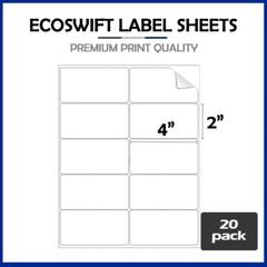 (200) 4×2 EcoSwift Laser/Ink Address Shipping Self-Adhesive Labels 10 per sheet