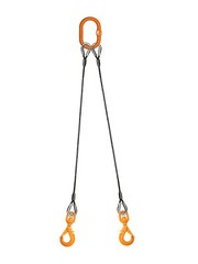 3/8″ x 10′ Double Leg Wire Rope Bridle with Swivel Self-Locking Hook 2-leg