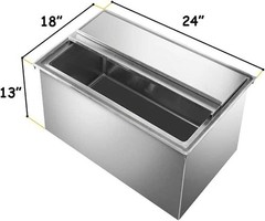 18 in. x 24 in. Stainless Steel Drop-In Ice Bin with Sliding Cover NSF | Drop In