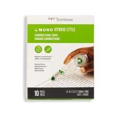 Tombow 68721 Mono Hybrid Correction Tape 10-Pack. Easy To Use Applicator For