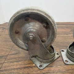 Pair Vintage Colson Quiet Caster Wheels – 5” x 1” – Made USA Model 2-5-65