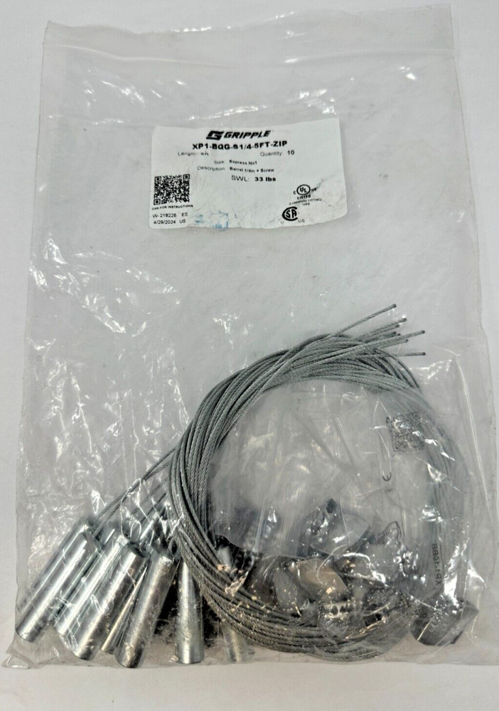 Gripple XP1-BQG-S1/4-5FT-ZIP 33lb Express #1 Barrel End Fixing 1/4″+Screw 10pk