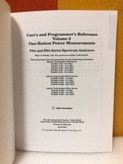 Agilent E4401-90449 Power Measurement PSA/ESA Spectrum Analyzer Reference Manual