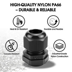25 Pack Cable Gland Kit – IP68 Waterproof Nylon Cord Grip Connectors PG7 to PG16