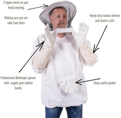 Beekeeping Jacket Hat Gloves Set for Men Women, Beekeeping Size L