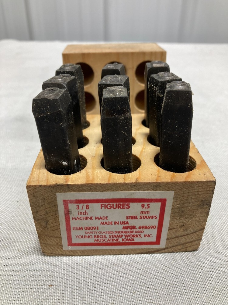 Young Bros. Stamp Works 3/8″ Steel Stamp Set 9 Figures Numbers 08091