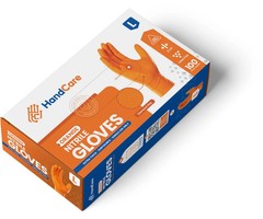 HandCare Orange Nitrile Gloves – Powder Free (8 Mil), 100 Gloves ( 1 BOX)