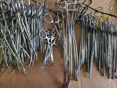 Lot of 200+ Assorted Tissue Forceps Straight, curved, tissue and scissors..