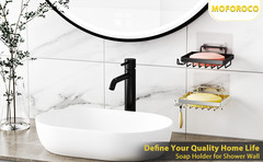 Black Soap Dish, Soap Bar Holder for Shower, No Drilling Bathroom Accessories,
