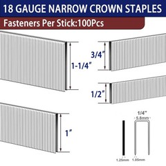 HW HAMWOO 18 Gauge 1/4″ Narrow Crown Staples,1/2″,3/4″,1″,1-1/4″:2400pcs | 18…