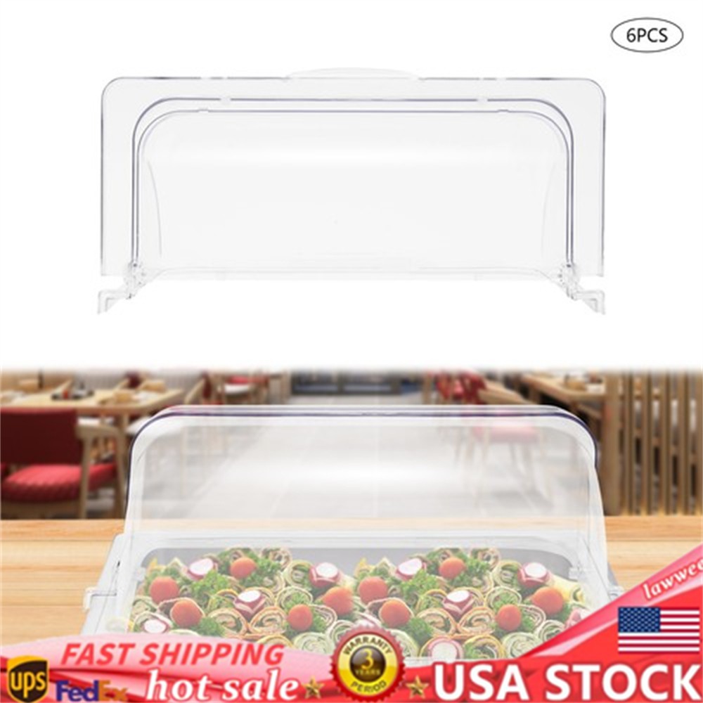 6 PACK Half Size Roll Top Chafing Dish Clear Plastic Pan Display Cover Chafer