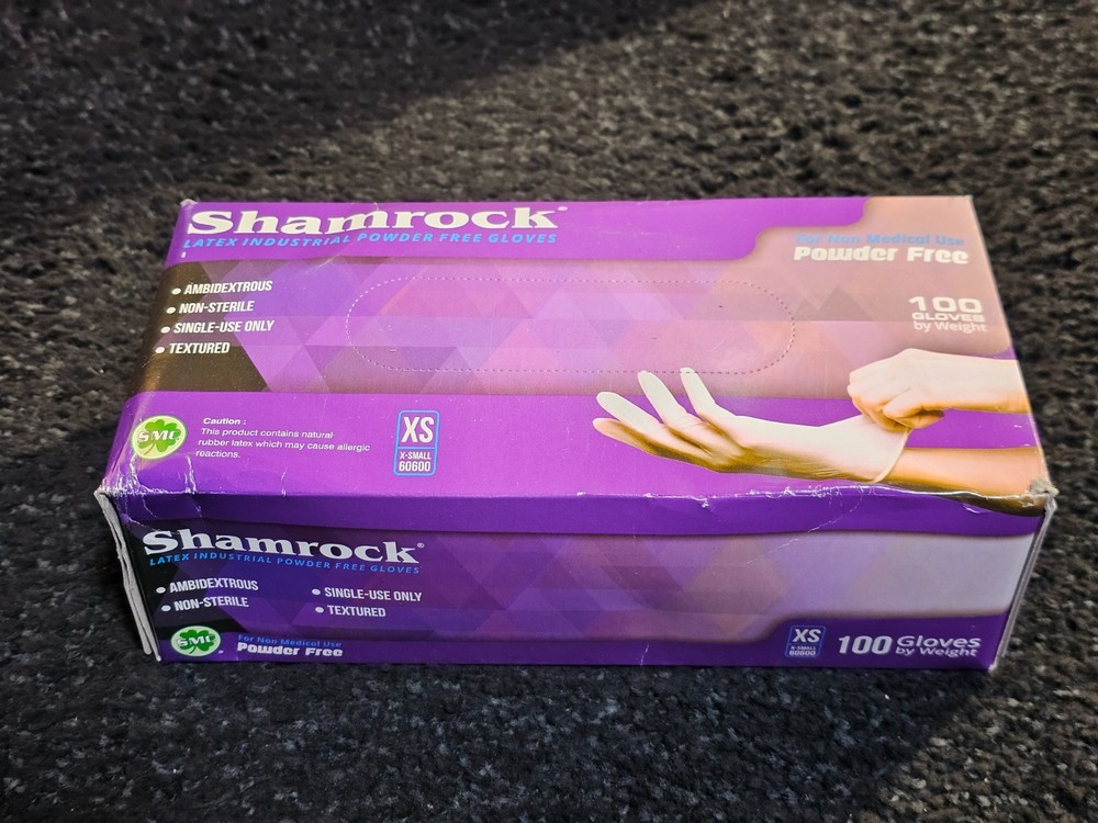 (QTY 1700) Shamrock 60600 XS Series Latex Non-Medical Powder Free Gloves White