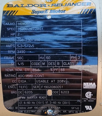 Baldor Reliance Super E VEM3555 2HP TEFC 3PH 208-230/460V 3490RPM