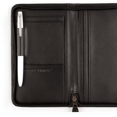 Day-Timer Armorhide Leather Zippered Planner Cover, Black, 3.5″x6.5″