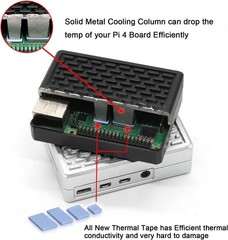 Aluminium Raspberry Pi 4 Case – Passive Heatsink Cooler for 4 Model black