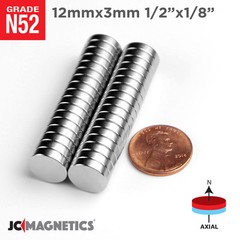 12mm x 3mm N52 Super Strong Rare Earth Neodymium Magnet Disc 12x3mm