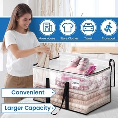 Heavy Duty Clear Moving Bags with Reinforced Handle and Double Zipper, Storage T
