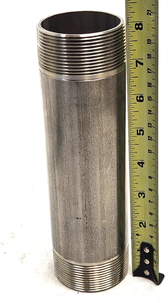 New – Pipe Nipple Thread End 304 Stainless Steel 2″ x 8″ Long Schedule 40