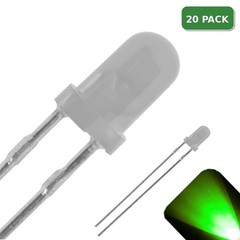 20 x 3mm Round Top Diffused Frosted Lens LED Pure Green LED Ultra Bright Light