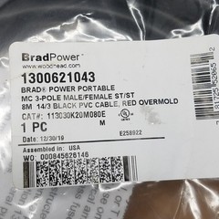 BradPower 113030K20M080E Double Ended Cordset, 3 Pole, 14 Awg, 1300621043 – NEW