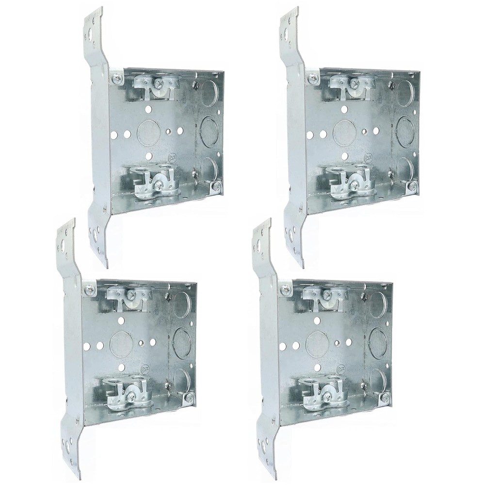4-Inch Square Metal Box with Side Mounting Bracket, Welded, Deep, with 2…