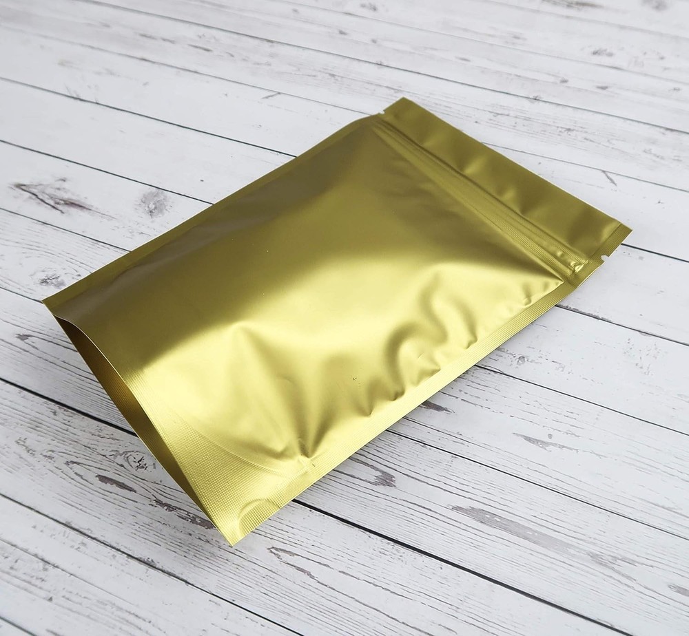 Stand-Up Resealable QuickQlick™ Bags (10x15cm (3×4″), Gold 100 pcs