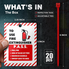 Fire Extinguisher Inspection Tags, 2026-2029, 20-Pack, Durable Red Plastic