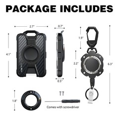 LIUGX Badge Holder for Airtag, with 13 cm (W) x 18 (L) x 0.1 (H), Black